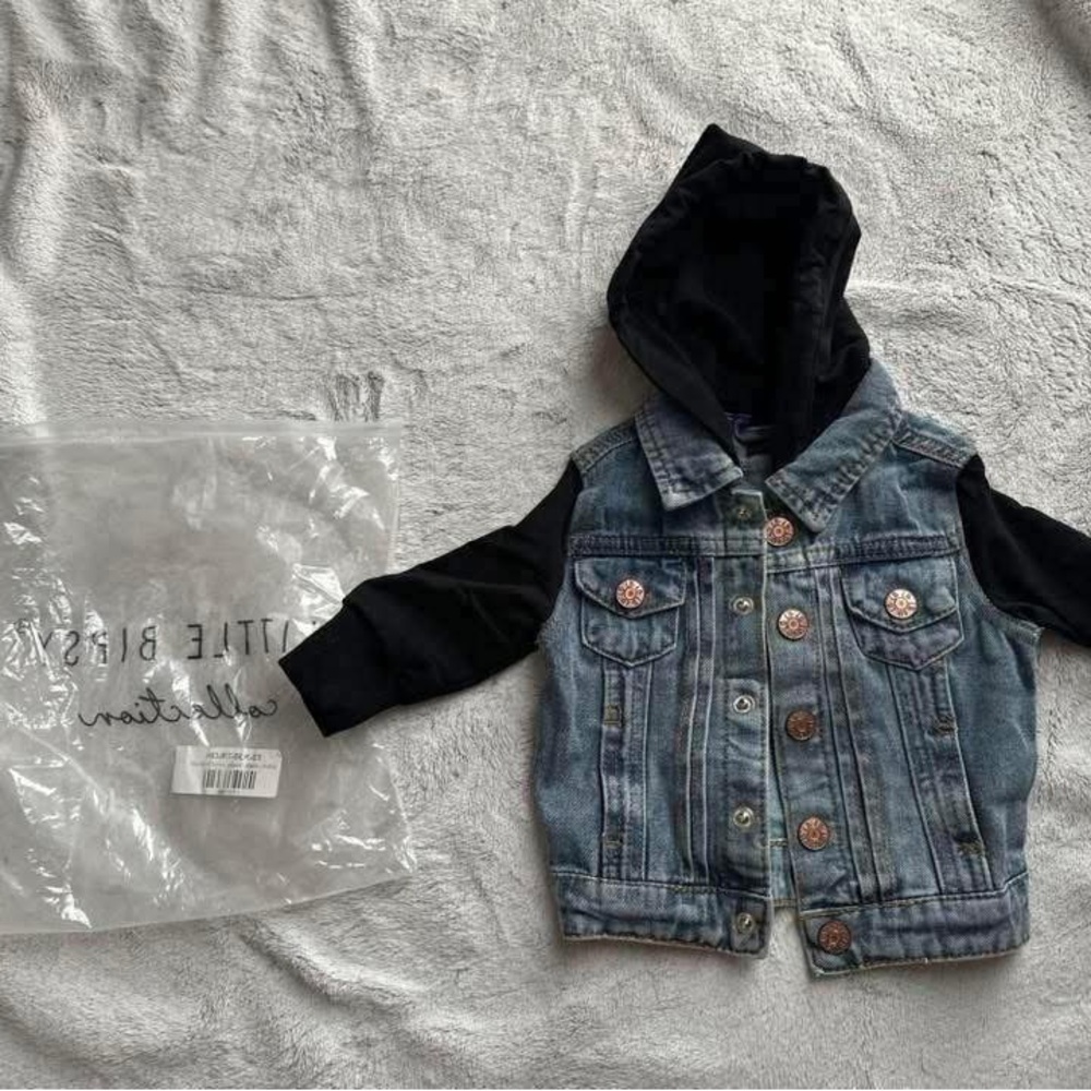 Little Bipsy Blue Denim Jacket with Black Sleeves